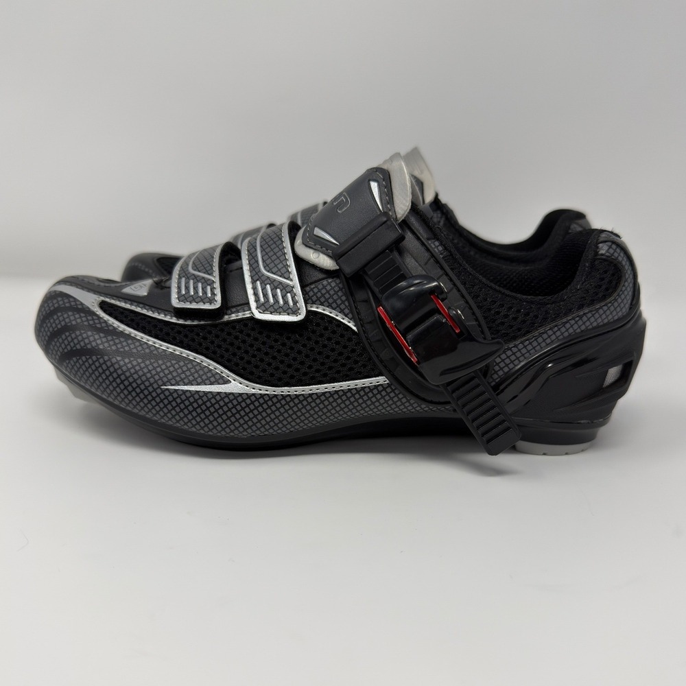 Gavin Road Cycling Shoes Black Silver Buckle Strap SPD SPD-SL Compatible Size 38 - Picture 4 of 10
